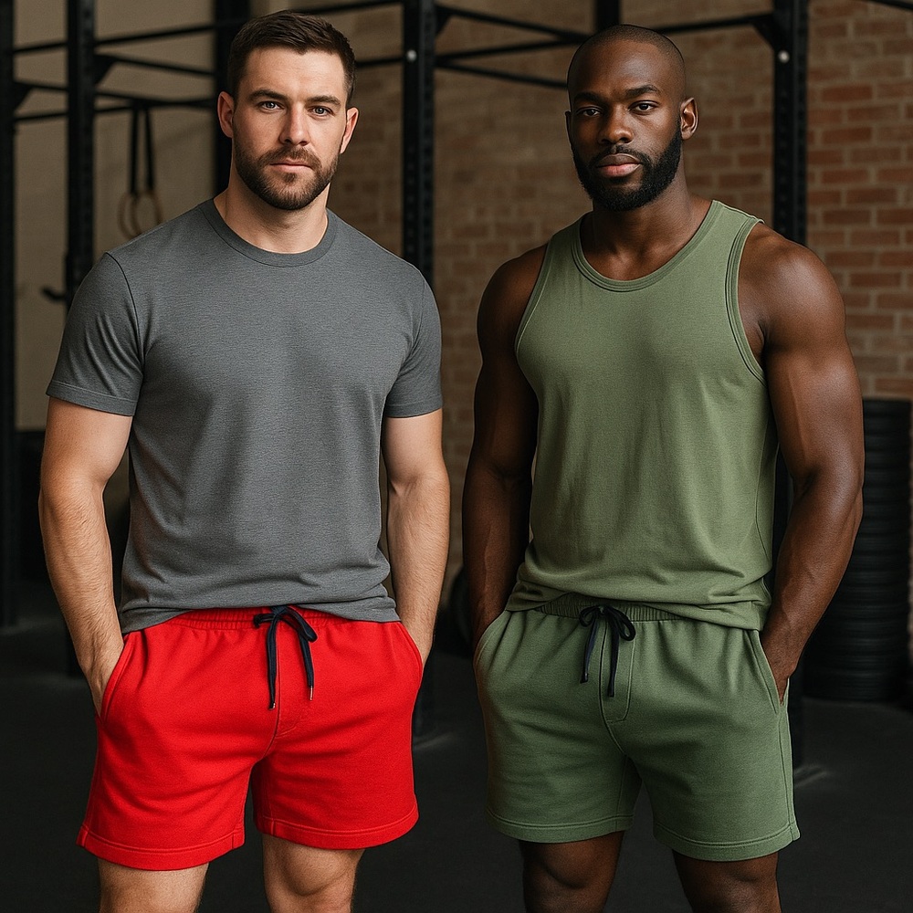 Kani Rush: 2 Men's Athletic Shorts 1 Green & 1 Red